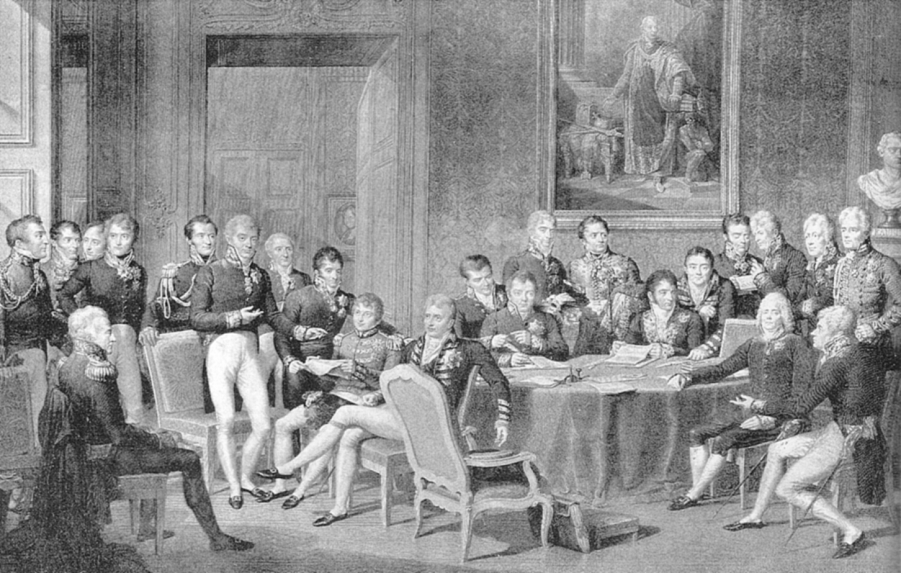 Congrès de Vienne - par Jean-Baptiste Isabey - Talleyrand deuxième homme assis en partant de la droite